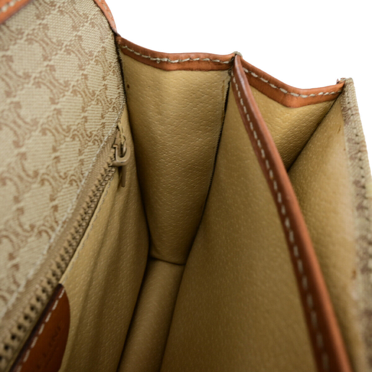 CELINE Logo Macadam Pattern Shoulder Bag PVC Leather Brown Beige GHW 33YF563