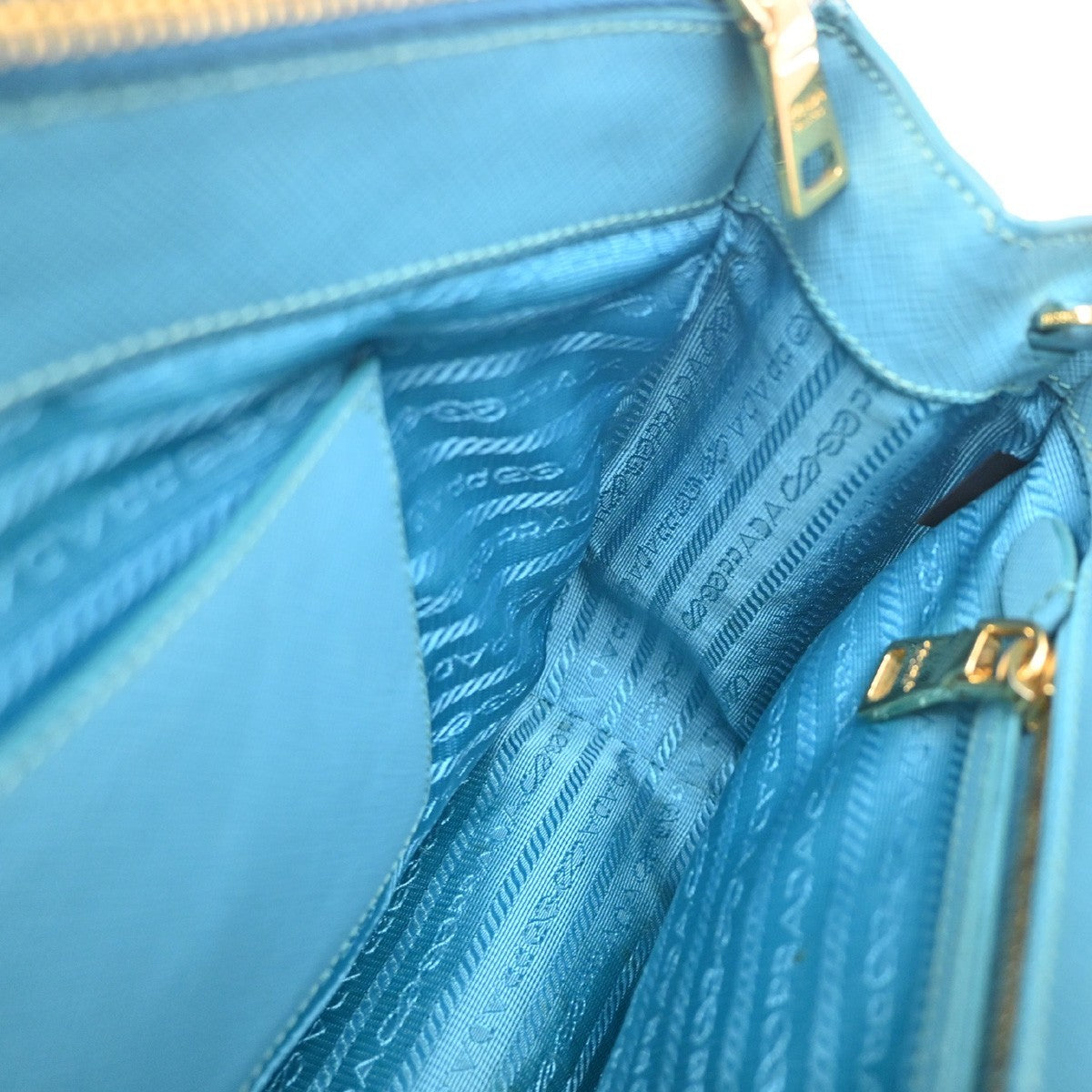 PRADA Galleria 2way Shoulder Hand Bag Saffiano Leather Blue Italy GHW 12KC931
