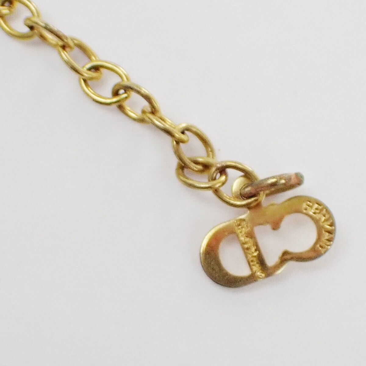 CHRISTIAN DIOR CD Logo Pendant Charm Necklace Gold Accessory 05ED432