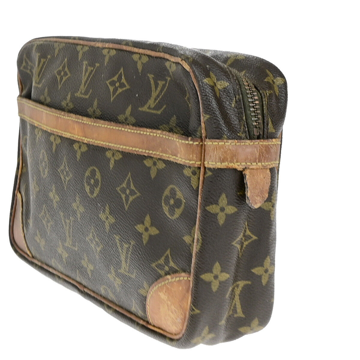 LOUIS VUITTON Compiegne 28 Clutch Hand Bag Monogram Leather Brown M51845 02YF152