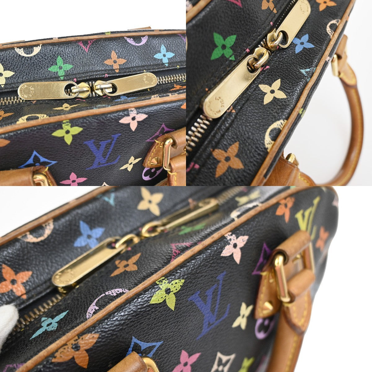 LOUIS VUITTON Trouville Hand Bag Monogram Multi Leather Black M92662 93YJ045