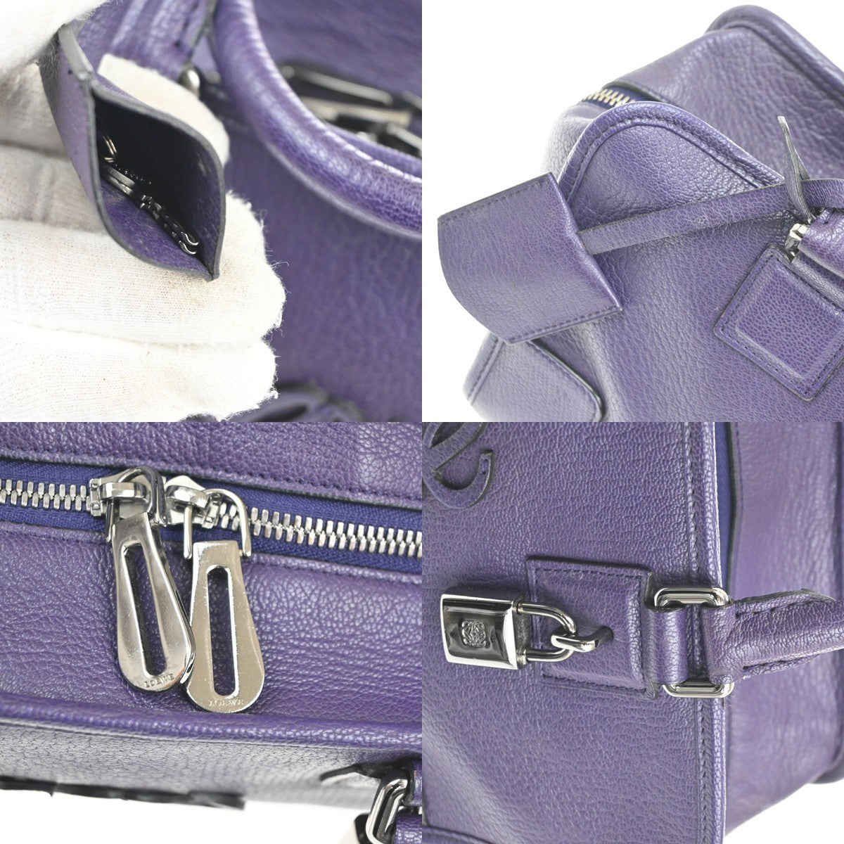 LOEWE Anagram logo Amazona 28 handbag suede Leather Purple Spain SHW 50RL795