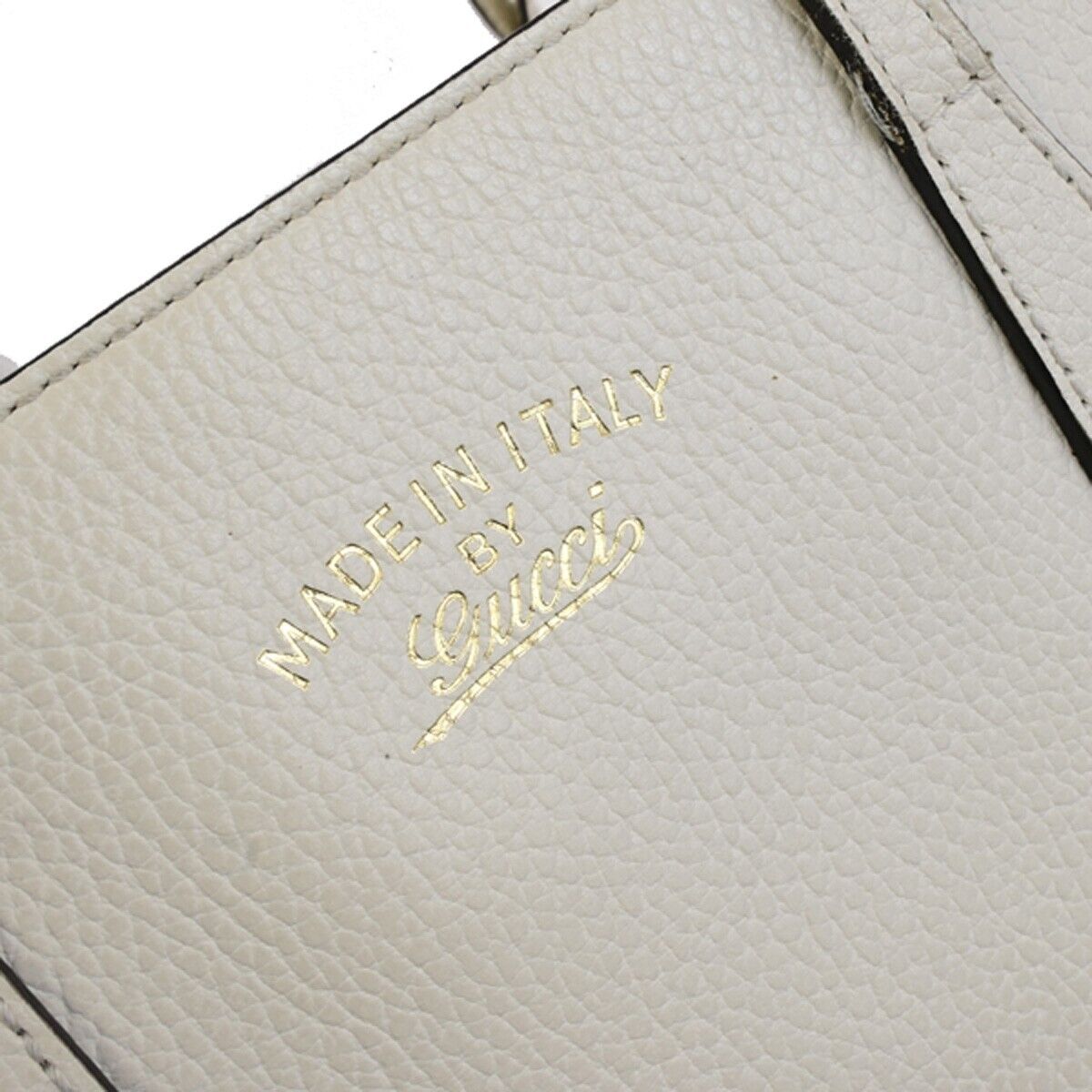 GUCCI Logo Swing 2Way Shoulder Hand Tote Bag Leather White Italy 62FB451
