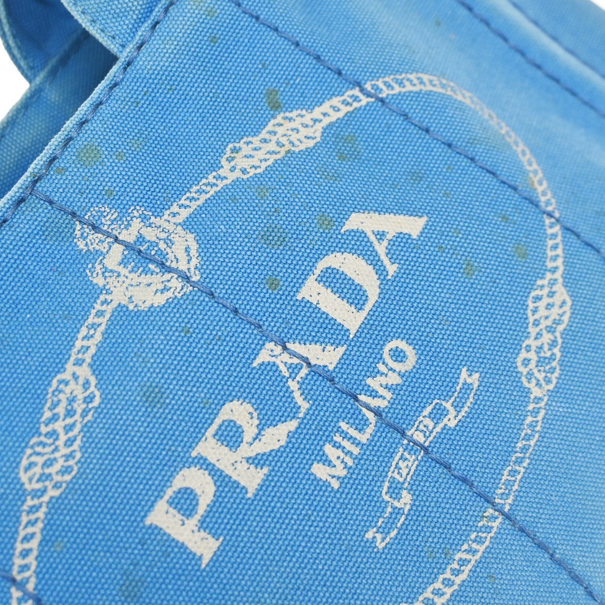 PRADA Logo CANAPA 2Way Shoulder Hand Bag Canvas Leather Blue Azzurro GHW 35KC772