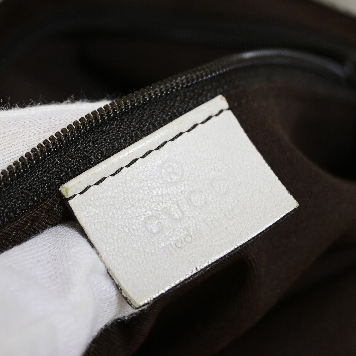 GUCCI Logo Abbey GG Pattern Shoulder Bag Canvas Leather Brown White GHW 66YG263