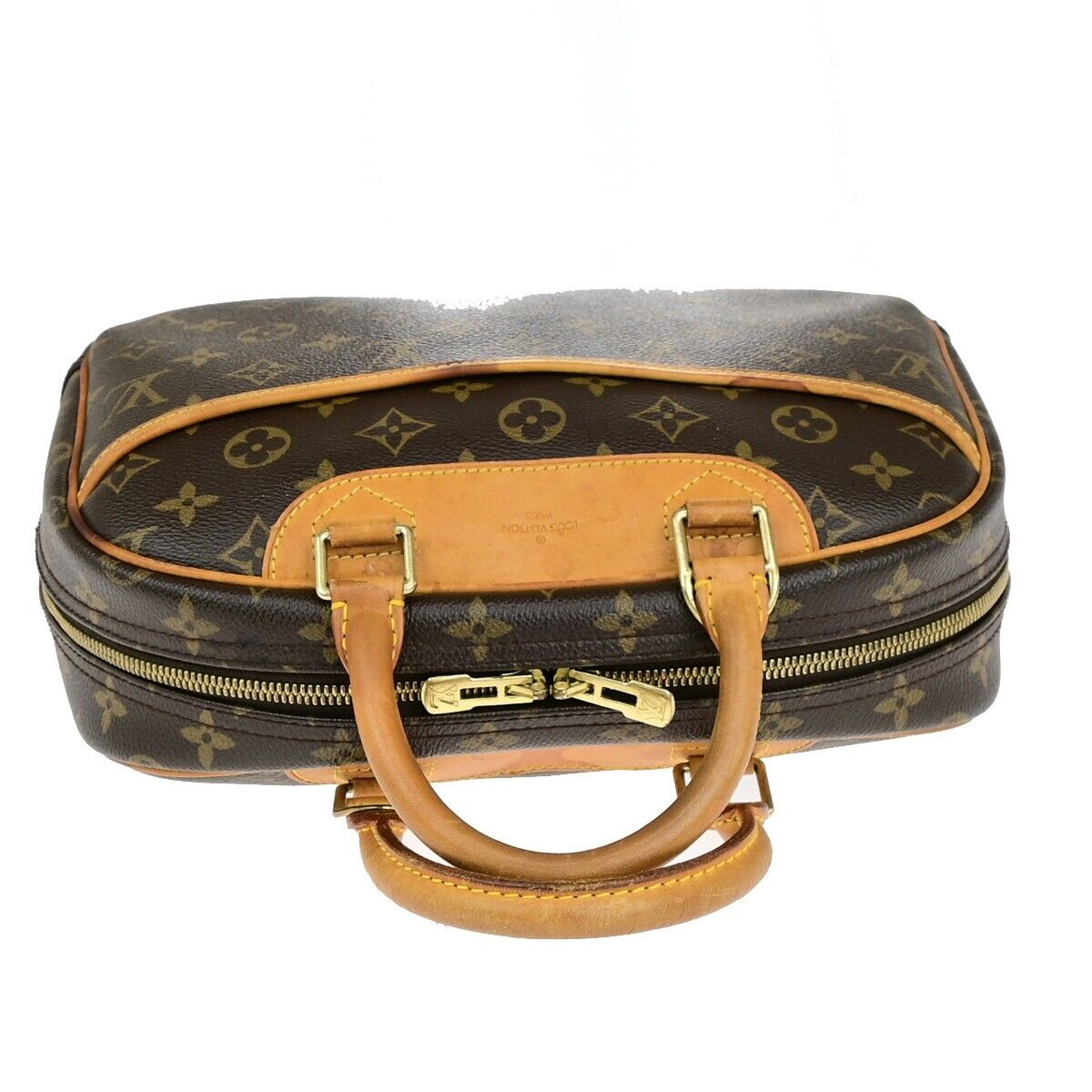 LOUIS VUITTON LV Logo Trouville Hand Bag Monogram Leather Brown M42228 83ED019