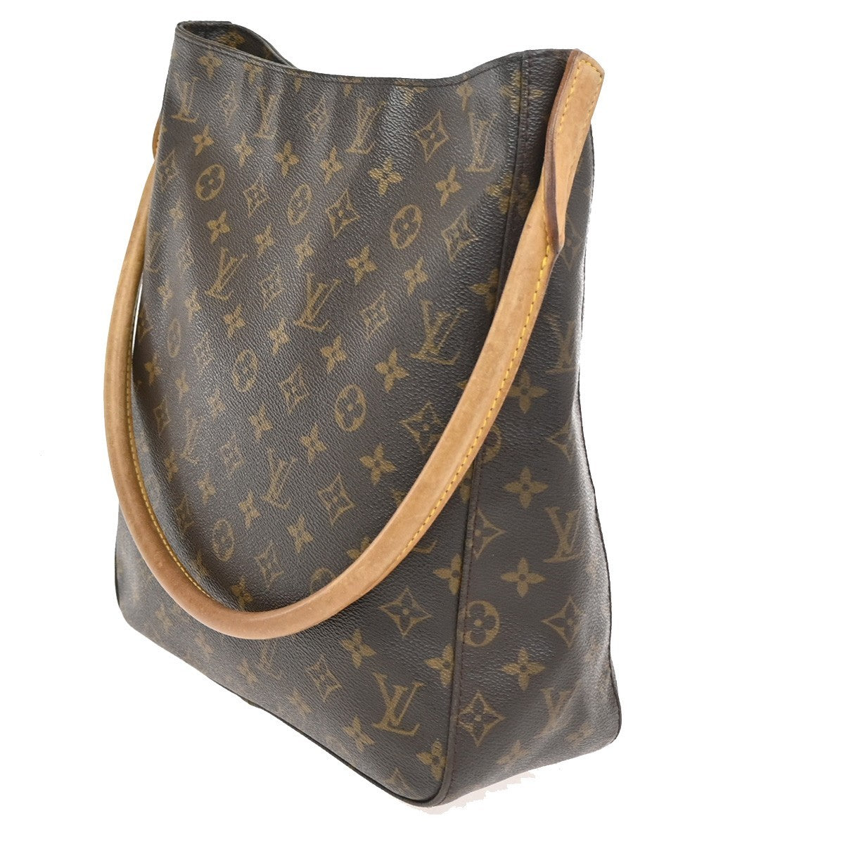 LOUIS VUITTON Logo Looping GM Shoulder Bag Monogram Leather Brown M51145 87KC187