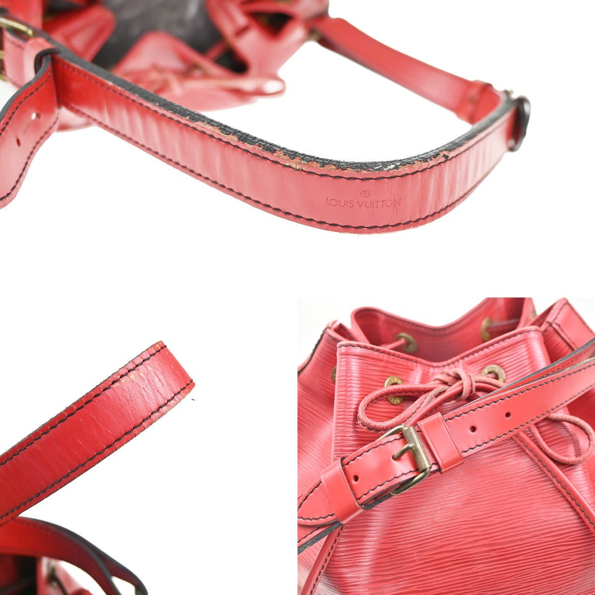 LOUIS VUITTON Petit Noe Drawstring Shoulder Bag Epi Leather Red M44107 37KC770
