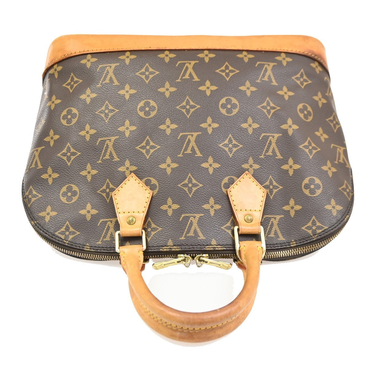 LOUIS VUITTON LV Logo Alma Hand Bag Monogram Leather Brown France M51130 81PA055
