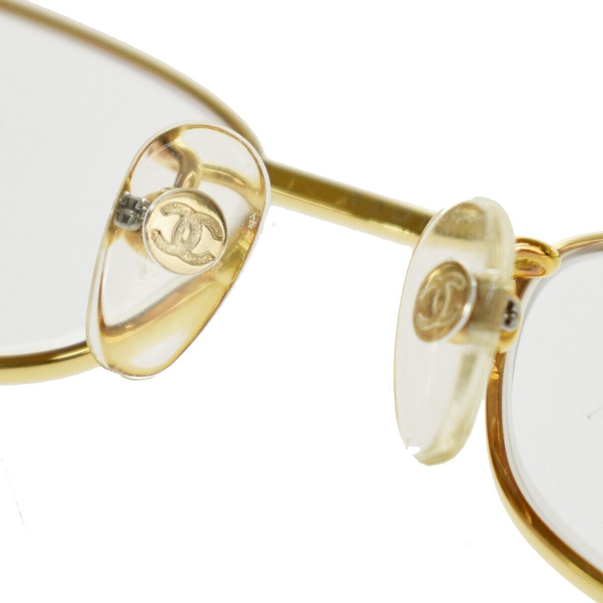 CHANEL CC Logo Rhinestone Glasses Eye Wear Plastic Black Gold Japan ACC 60GA716