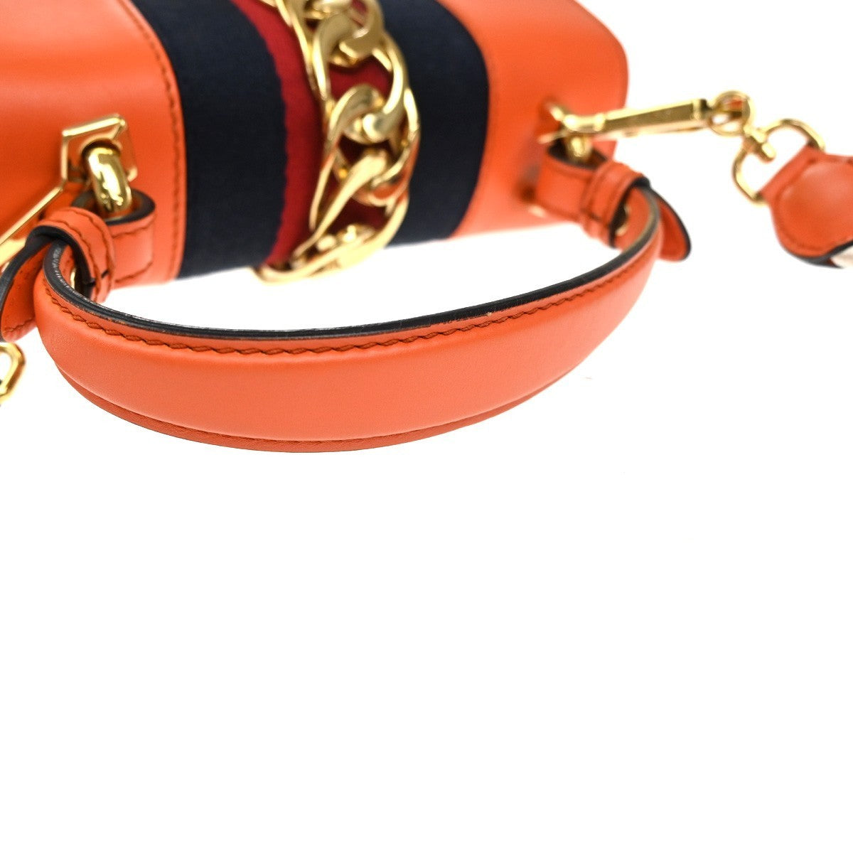 GUCCI Sylvie Sherry Line 2way Shoulder Hand Bag Leather Orange GHW Italy 98MA189