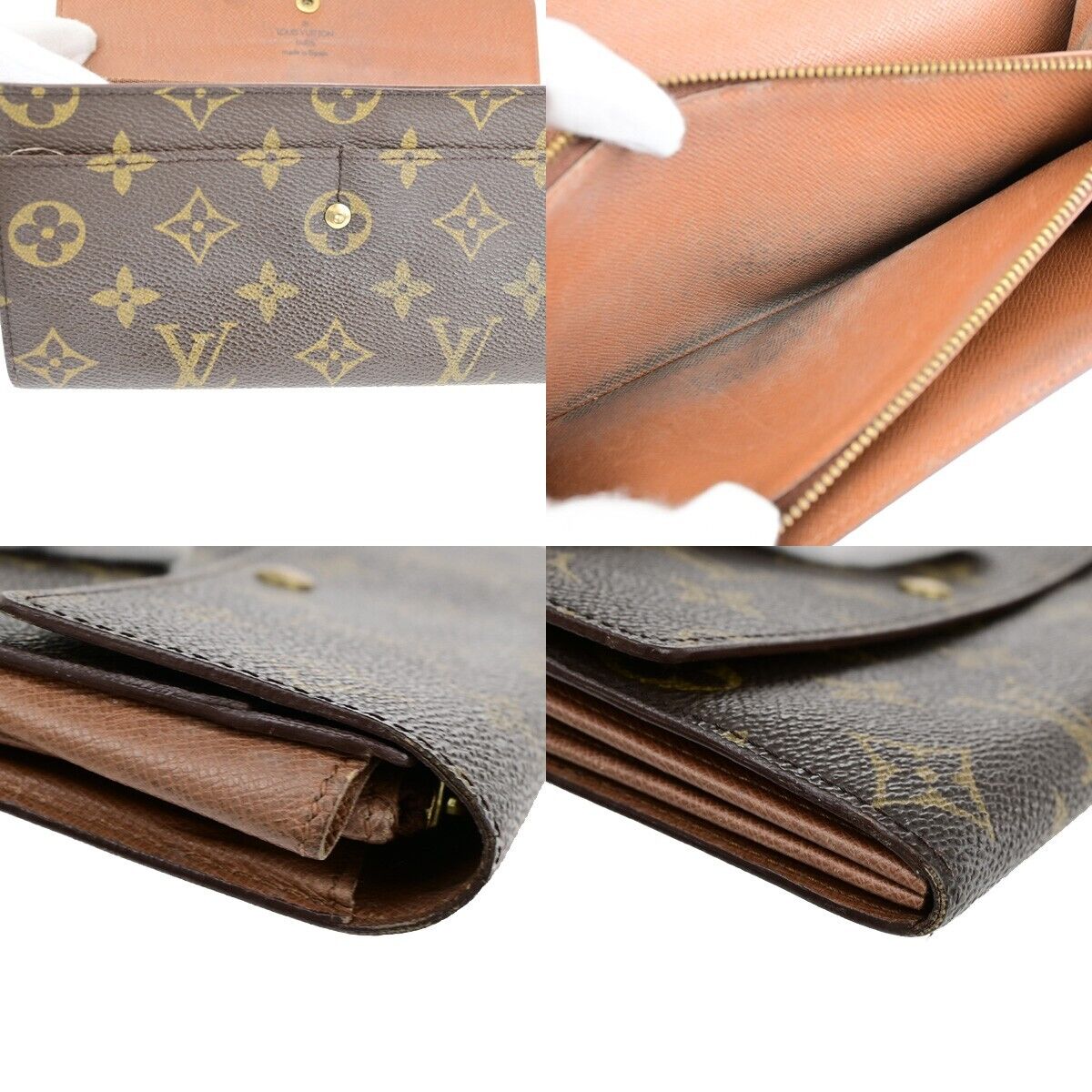 LOUIS VUITTON 4 Set Long Bifold Wallet Purse Monogram Leather Brown 36YF005