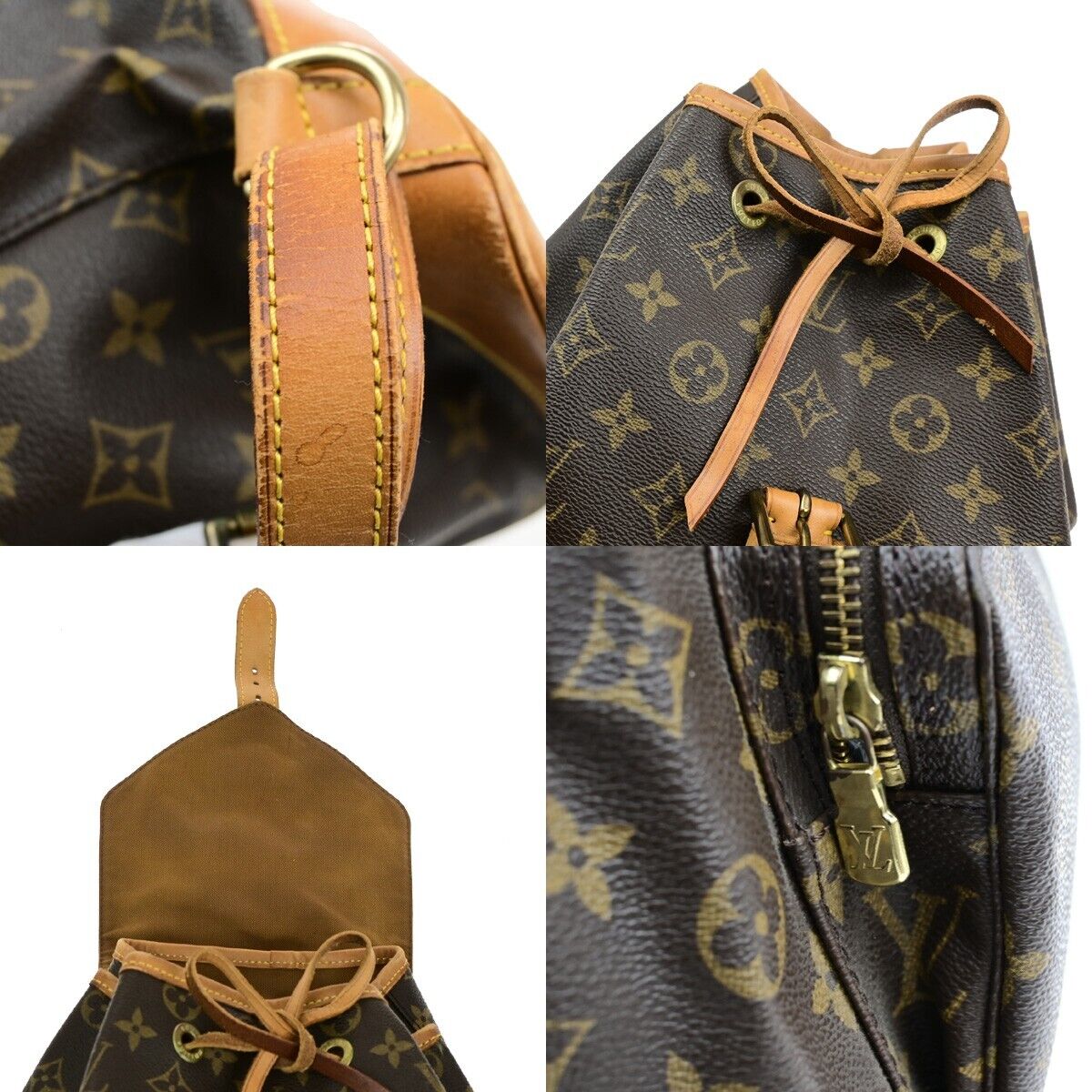 LOUIS VUITTON Montsouris GM Backpack Bag Monogram Leather Brown M51135 18ED898