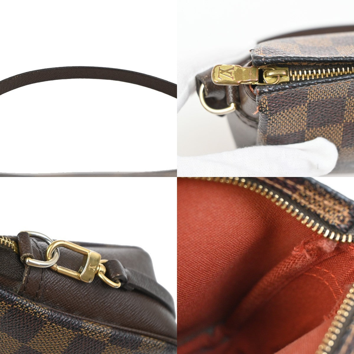LOUIS VUITTON Trousse Makeup Hand Bag Damier Ebene Leather Brown N51982 83ZA294