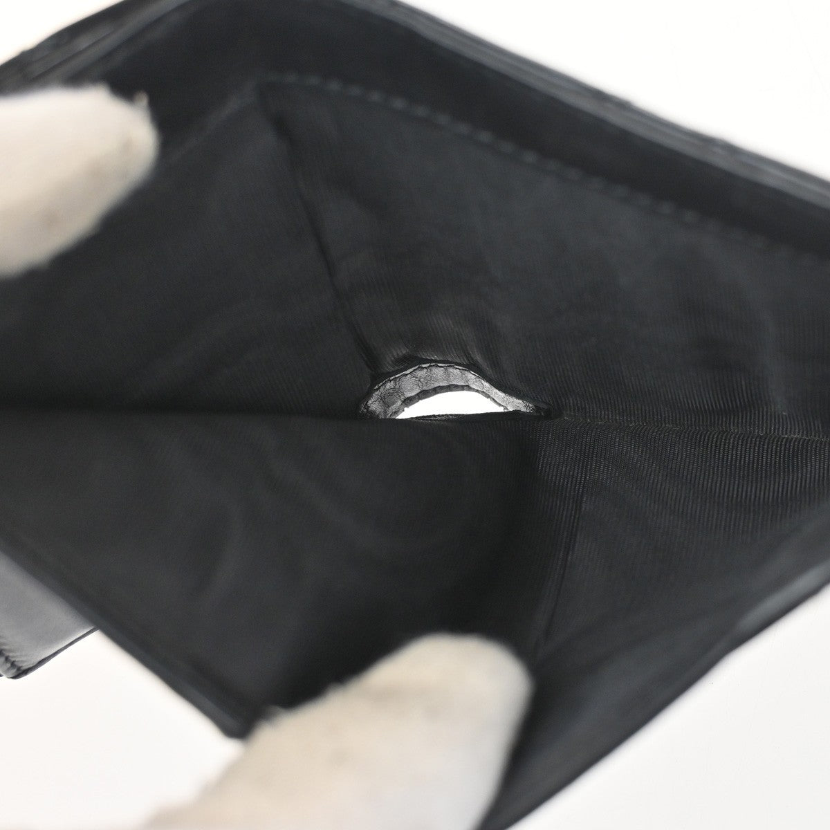 CHRISTIAN DIOR Cannage Trifold Compact Wallet Patent Leather Black GHW 35TA317