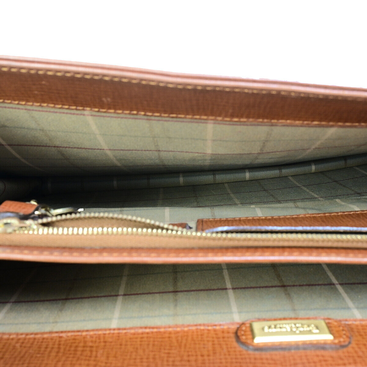 Burberrys Logo Business Briefcase Hand Bag Leather Brown 04YF619