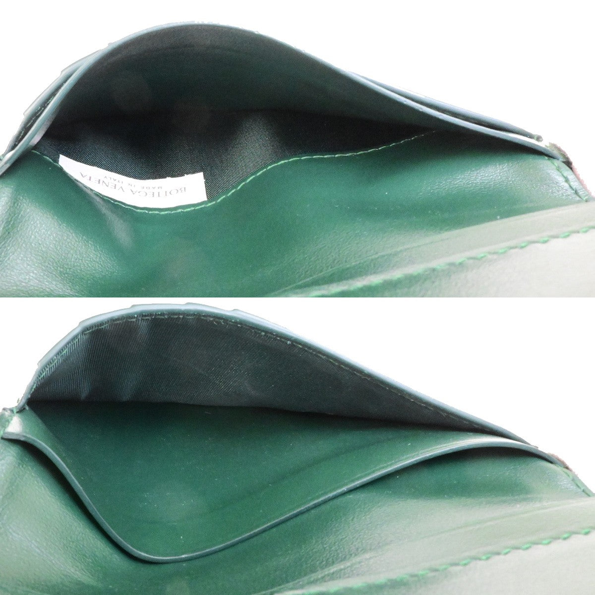 BOTTEGA VENETA Logo Cassette Bifold Wallet Purse Leather Green Italy 32RL091