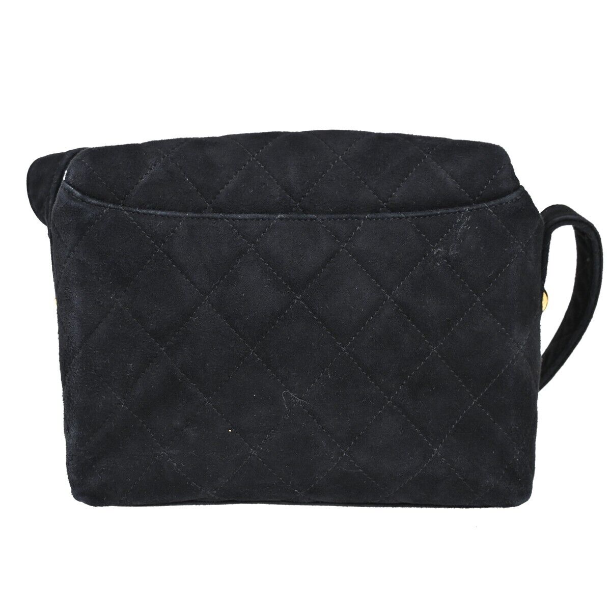 CHANEL CC Logo Mini Matelasse Shoulder Bag Suede Leather Black Gold 691HB551