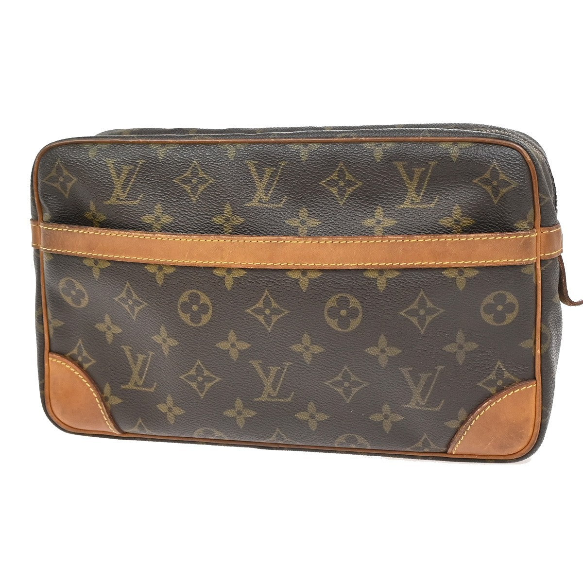 LOUIS VUITTON Compiegne 28 Clutch Hand Bag Monogram Leather Brown M51845 66YH873