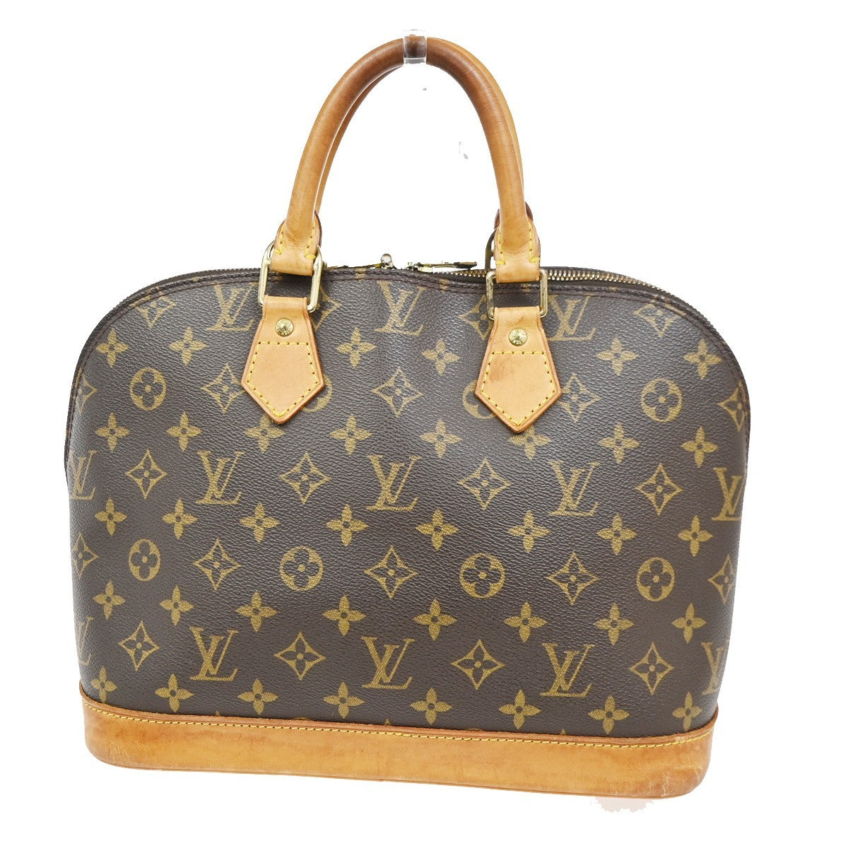 LOUIS VUITTON LV Logo Alma Hand Bag Monogram Leather Brown France M51130 82CA688