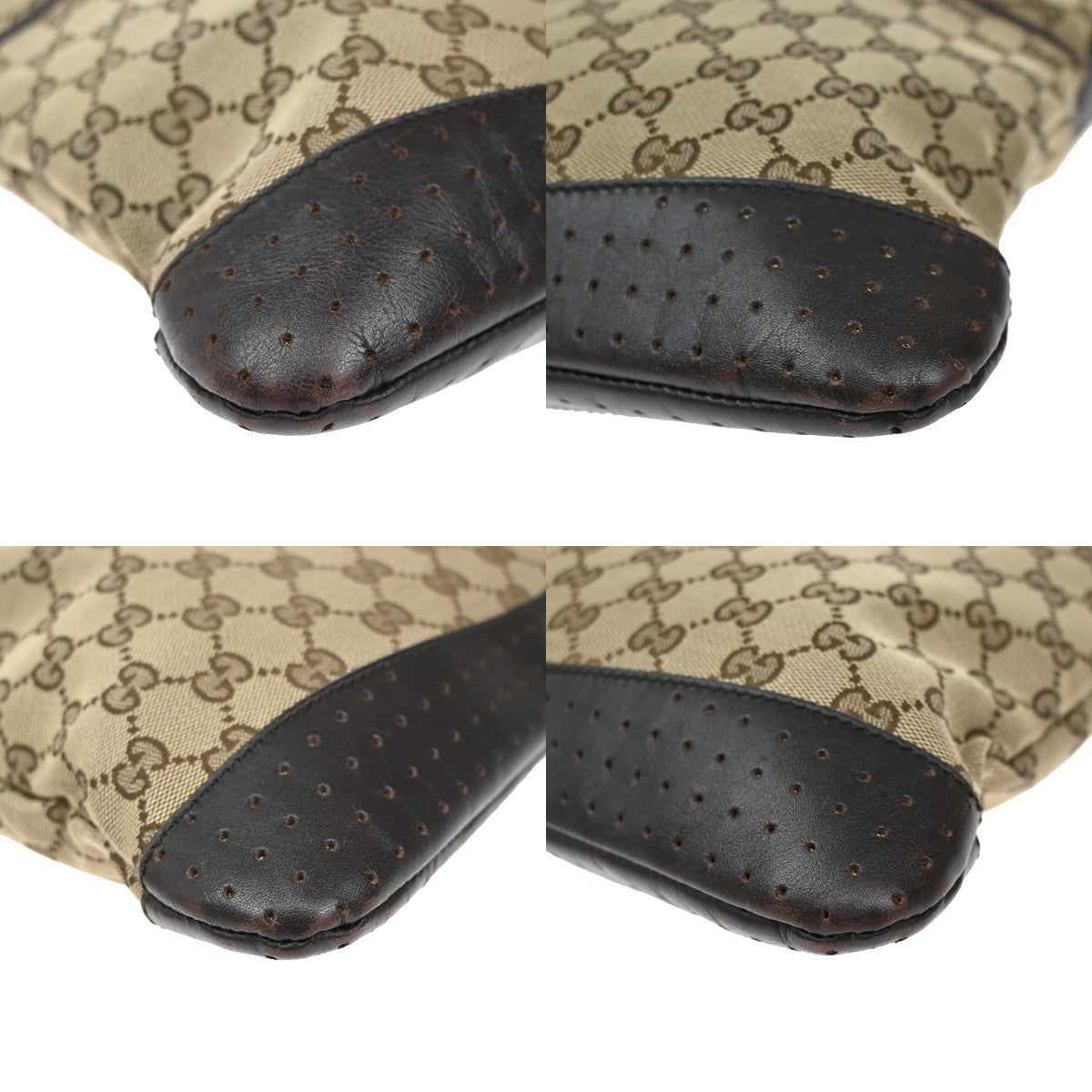 GUCCI Logo GG Pattern Shoulder Bag Canvas Leather Brown SHW Italy 85KB469