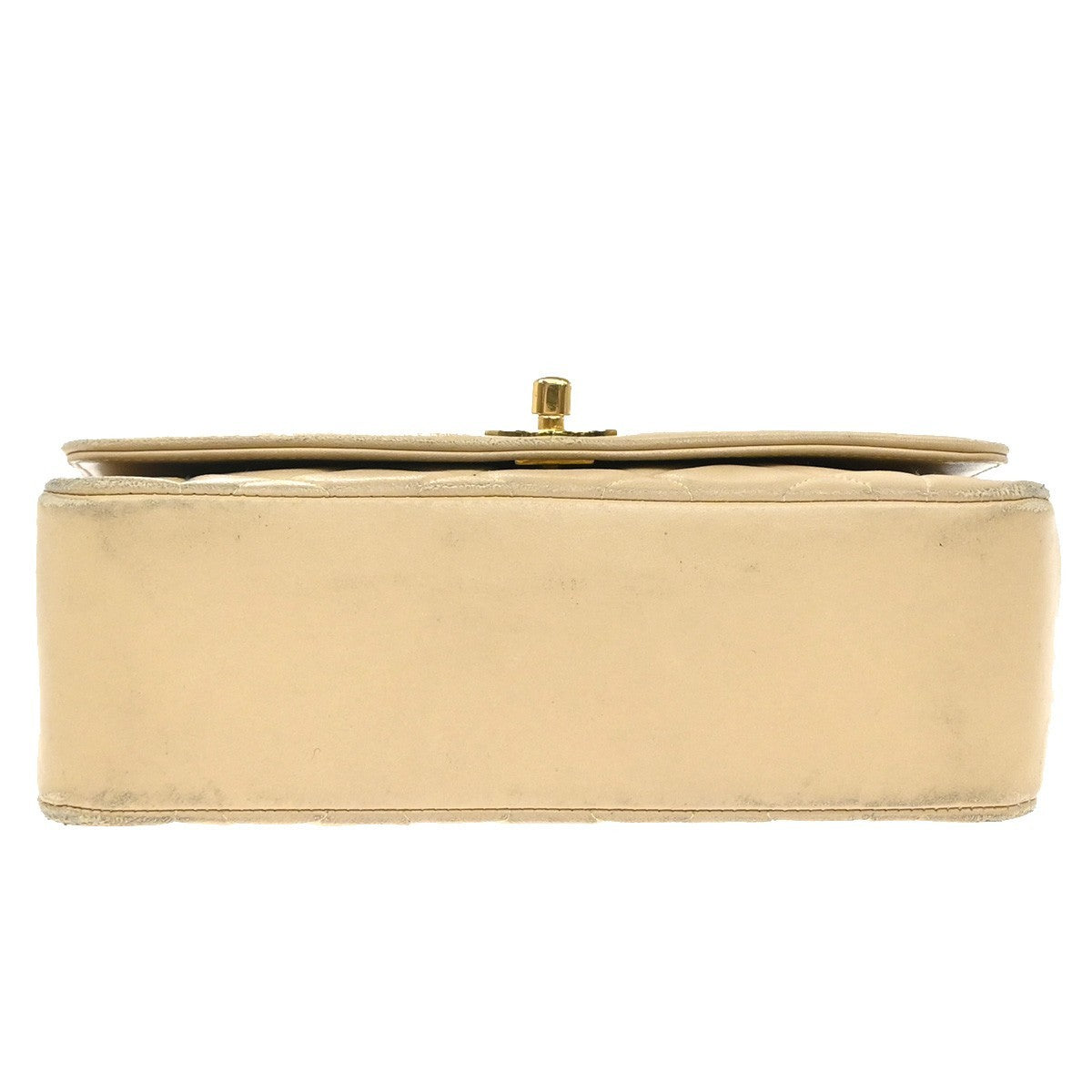 CHANEL CC Diana Matelasse 22 Chain Shoulder Bag Leather Beige Vintage 397RF995