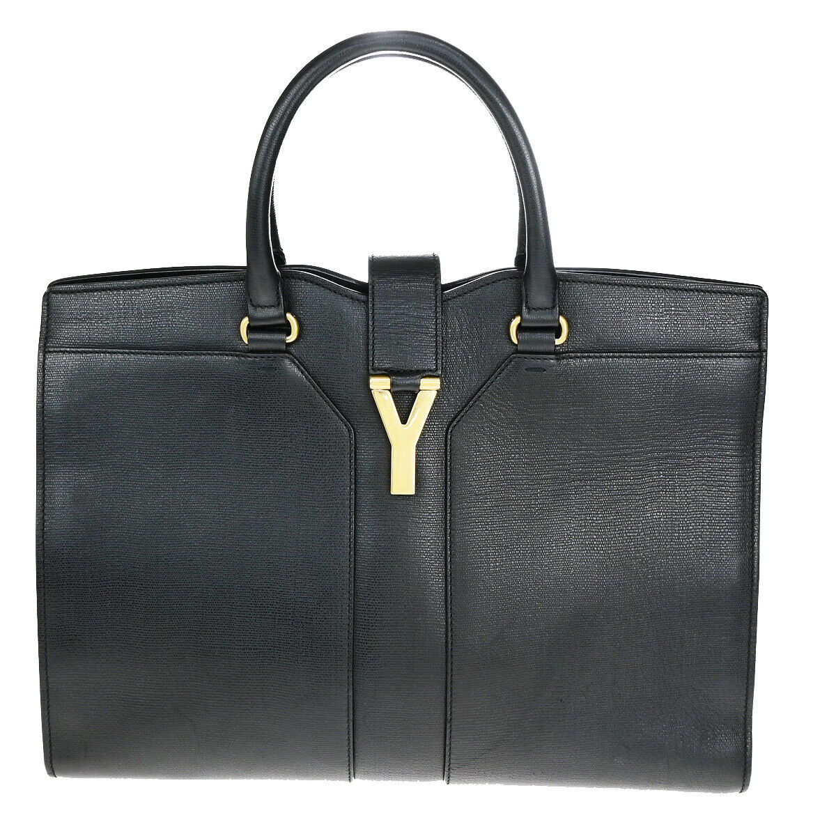 YVES SAINT LAURENT Y Line Cabas Chyc Hand Bag Leather Black GHW Italy 22YG428