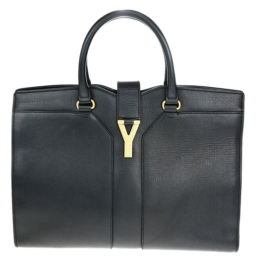 YVES SAINT LAURENT Y Line Cabas Chyc Hand Bag Leather Black GHW Italy 22YG428