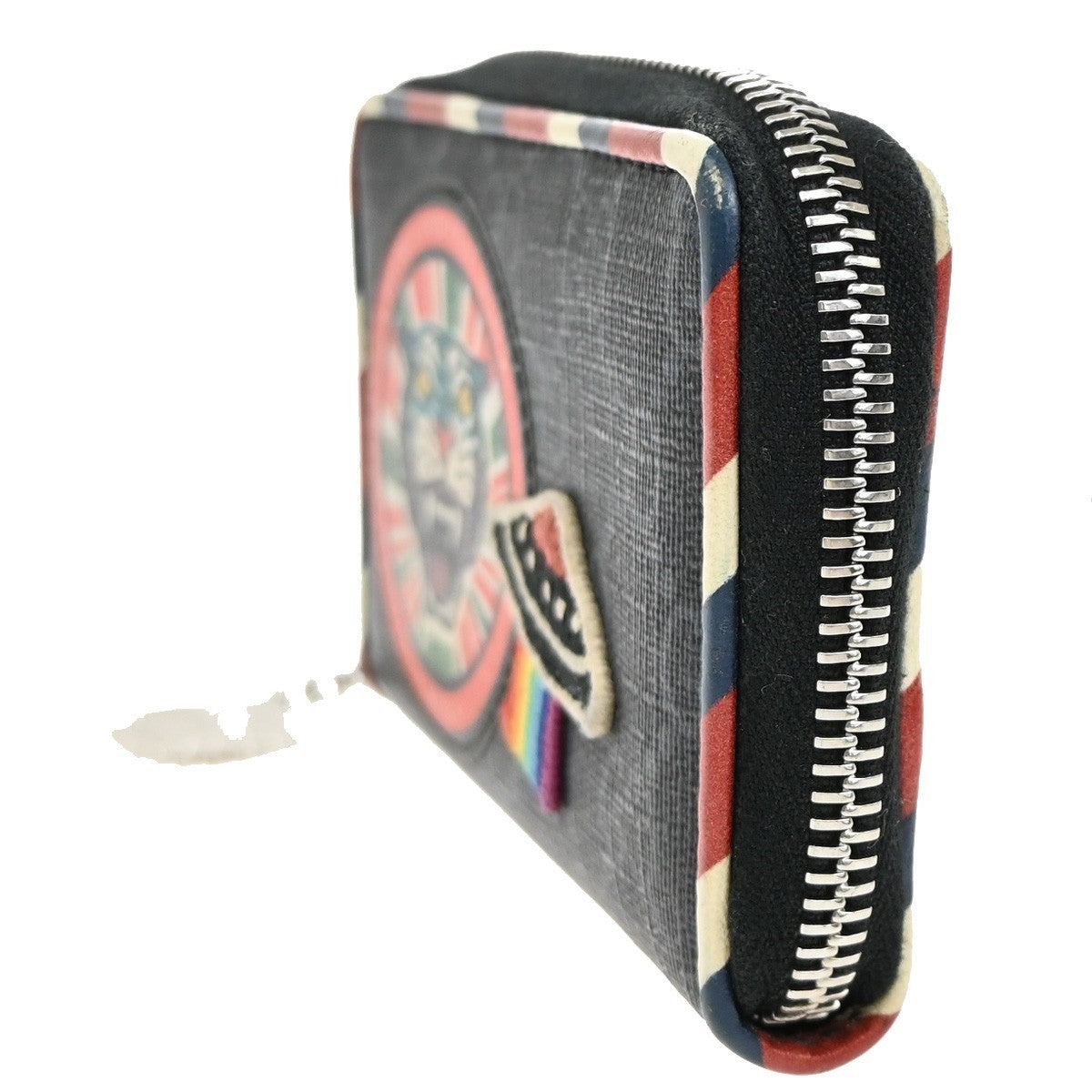 GUCCI Logo GG Pattern Night Courrier Card Case Wallet Supreme Leather BK 33FC168