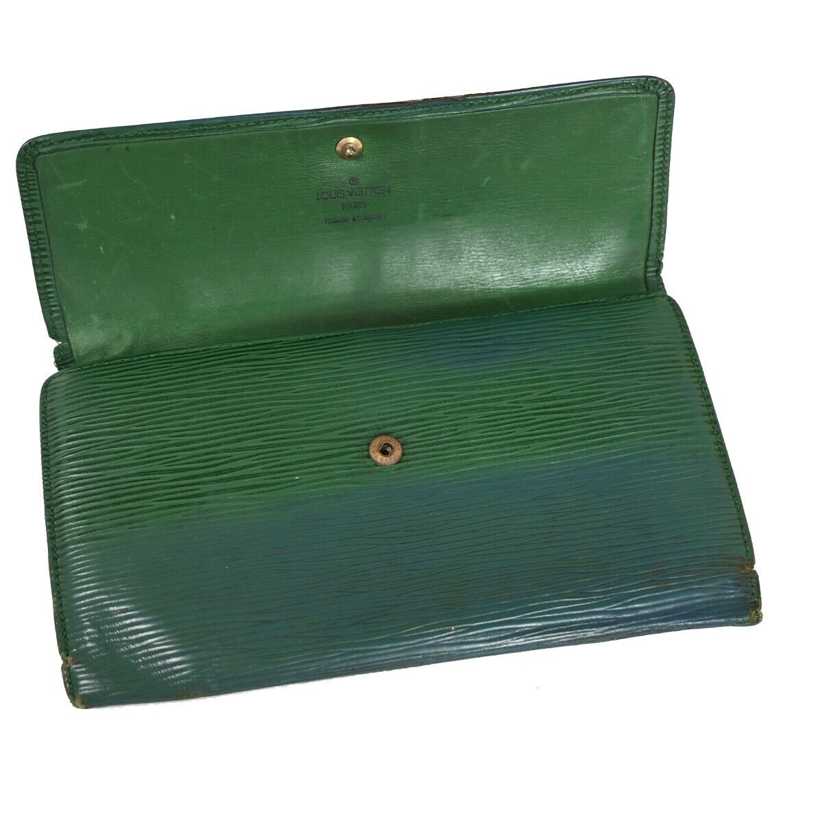 LOUIS VUITTON Logo International Trifold Wallet Epi Leather Green M63384 08YD113