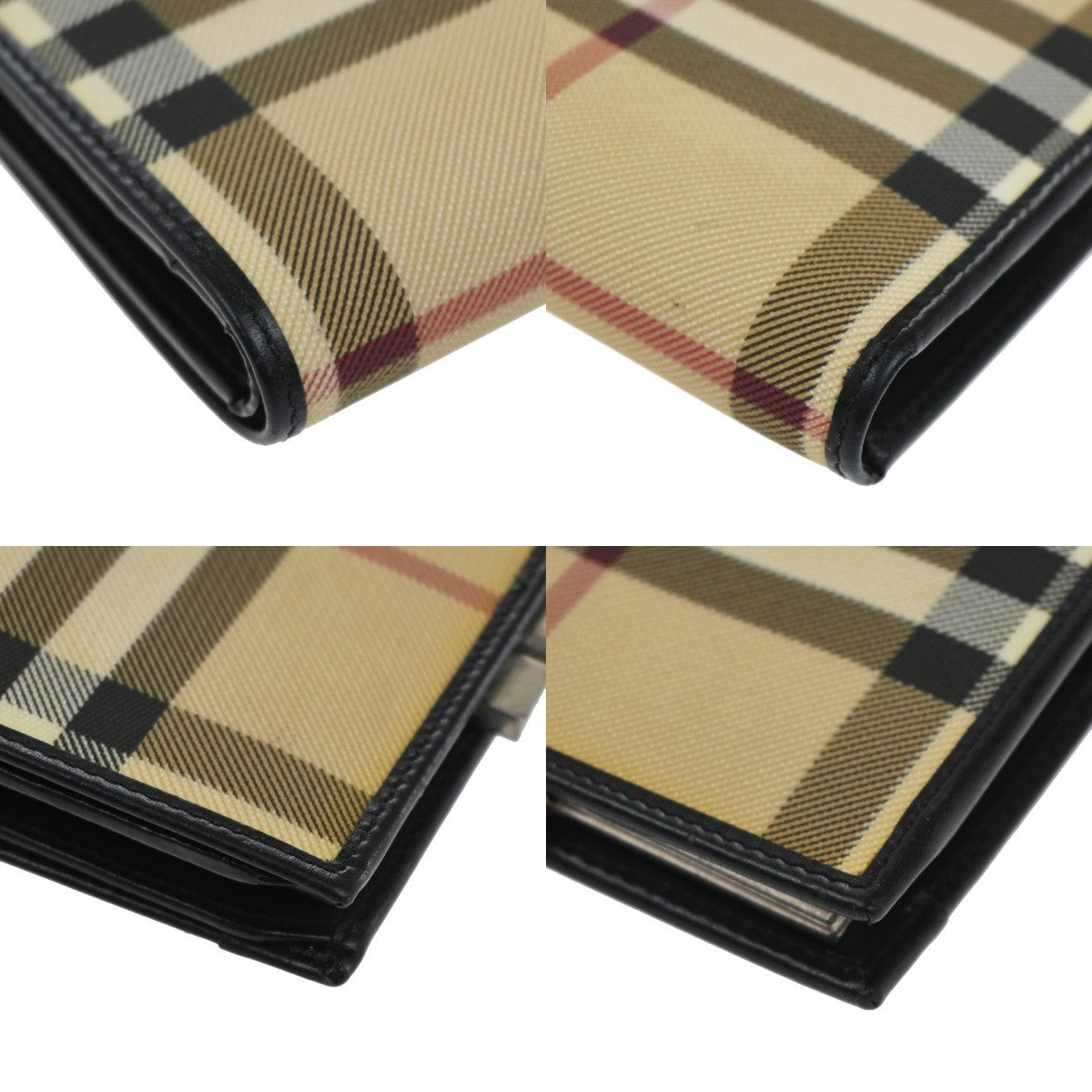 BURBERRY Logo Nova Check Bifold Wallet PVC Leather BE BK SHW Italy 07KC597