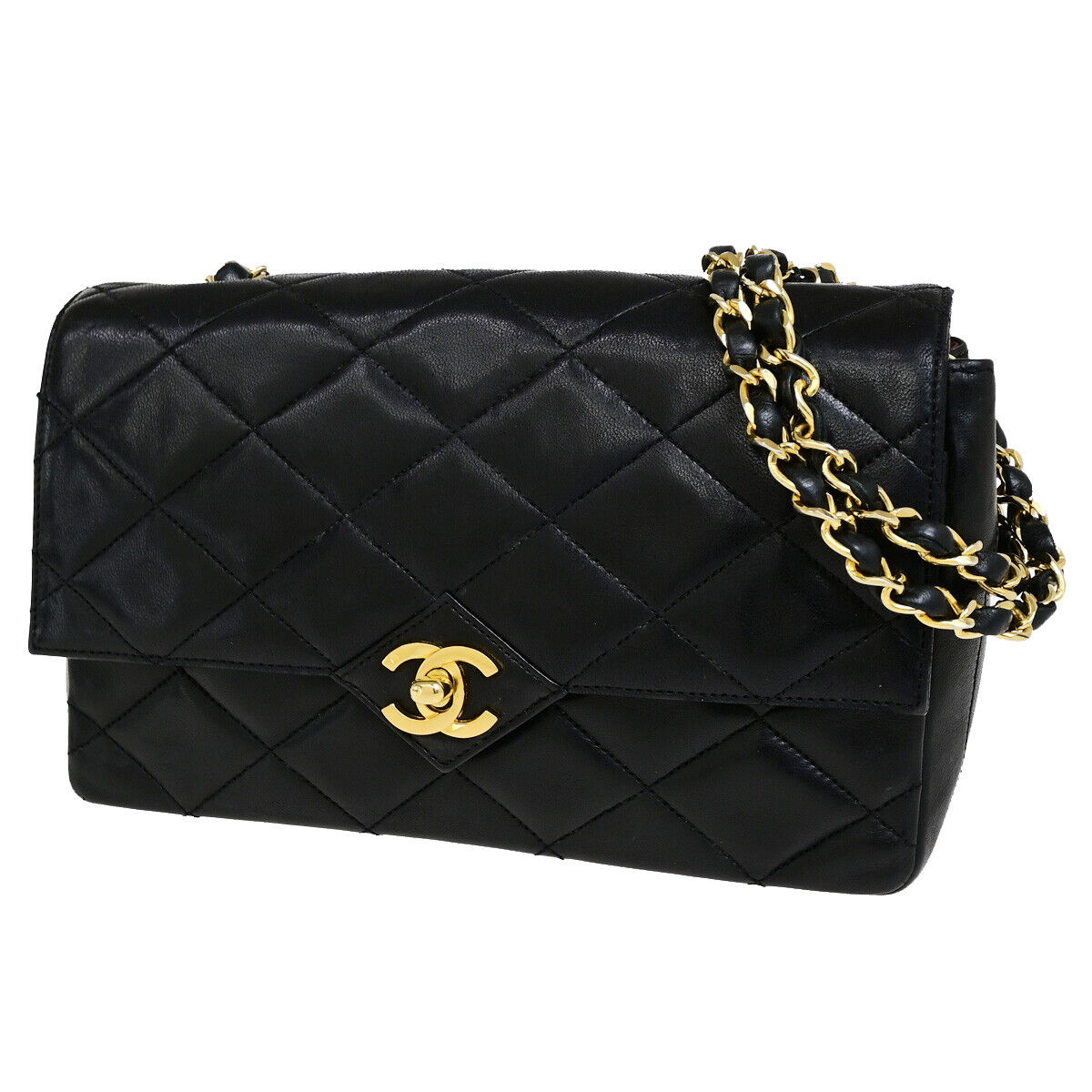 CHANEL CC Logo Matelasse 23 Chain Shoulder Bag Leather Black GHW 644RK608