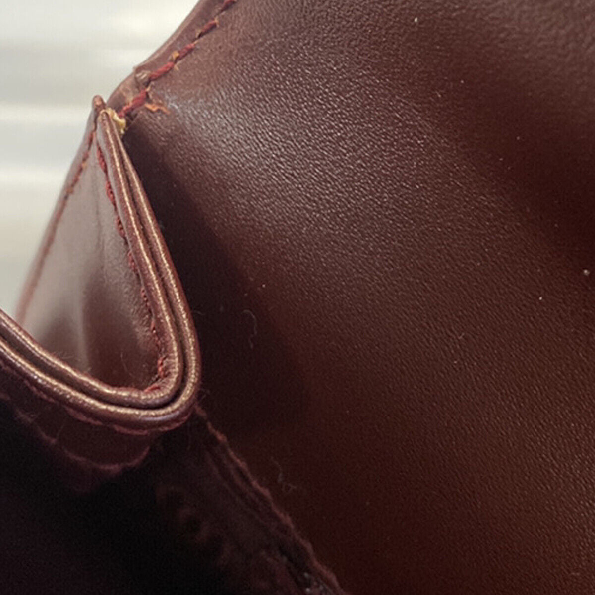 MUST DE CARTIER 2C Logo Hand Bag Leather Burgundy Bordeaux GHW Italy 80YG585