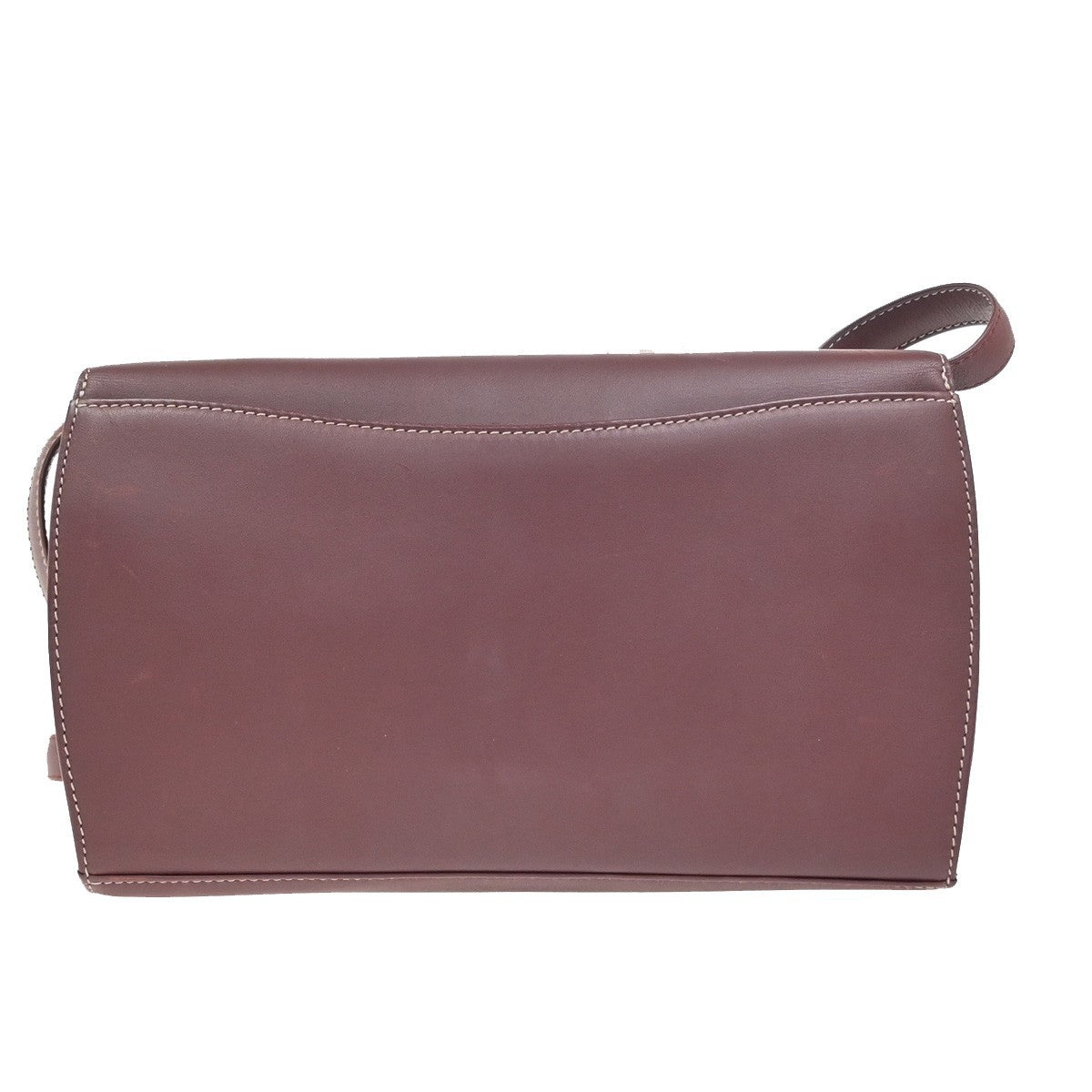 MUST DE CARTIER 2C Logo Crossbody Shoulder Bag Leather Red GHW Spain 63ZA358