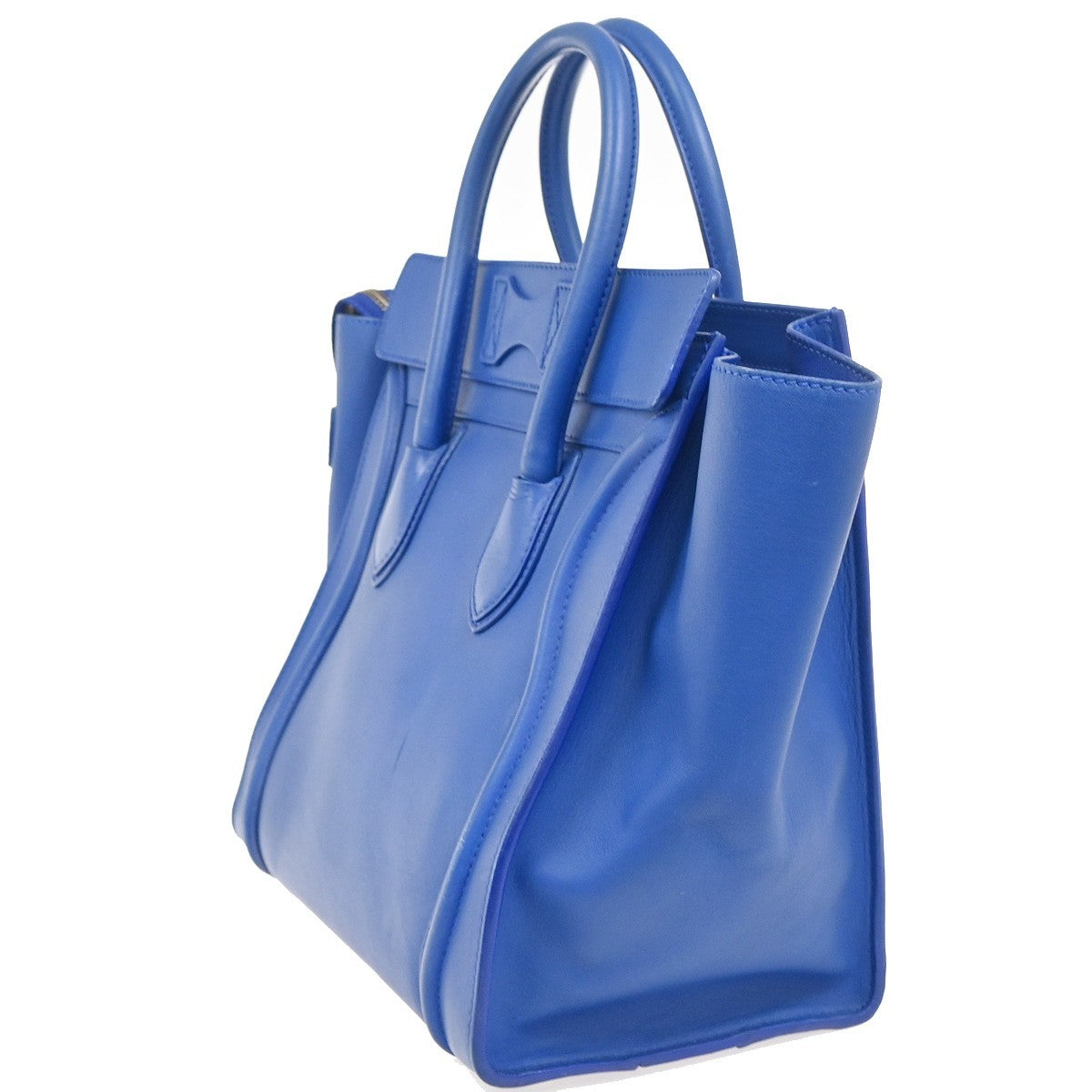 CELINE Luggage Mini Top Handle Tote Hand Bag Leather Blue GHW Italy 95RL900