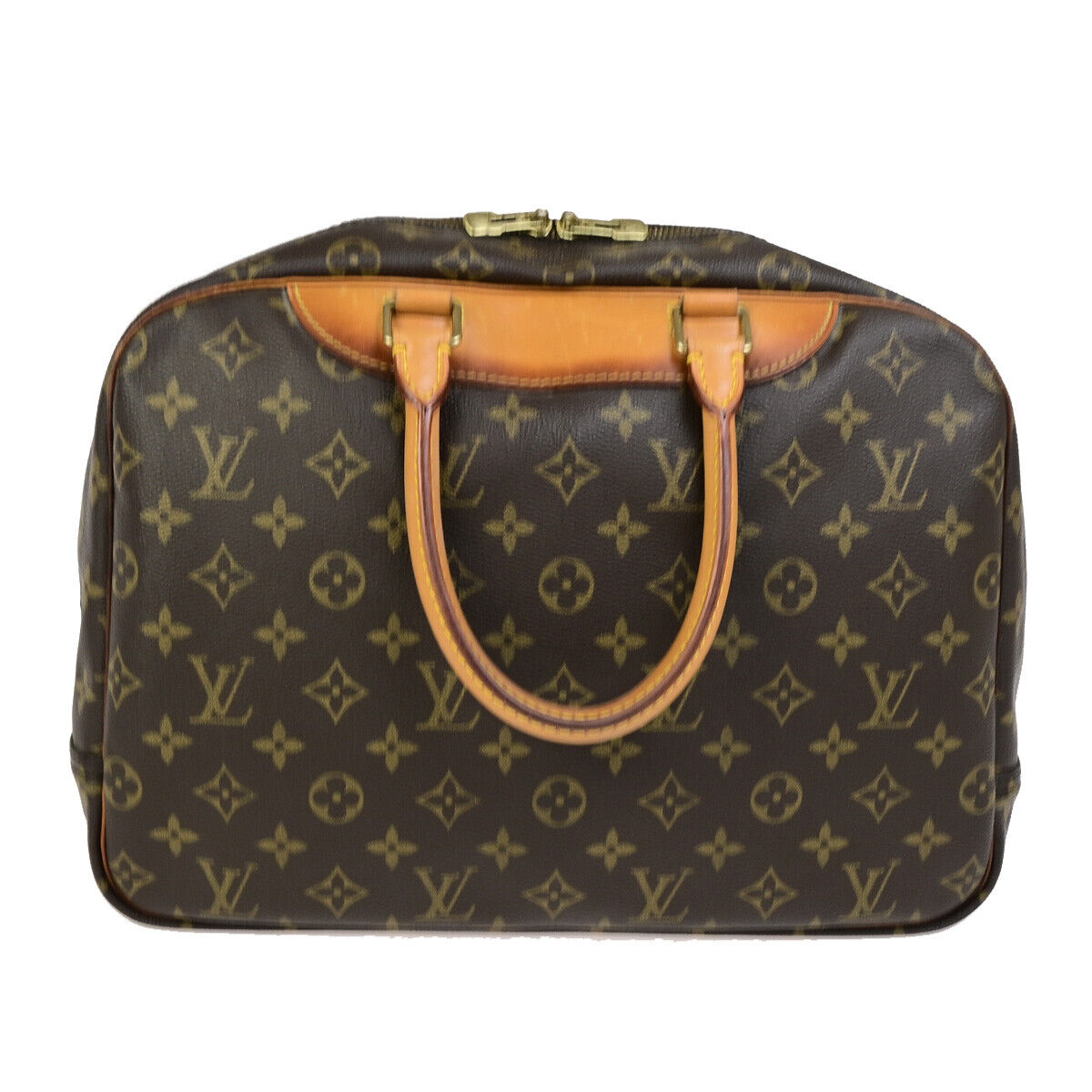 LOUIS VUITTON LV Logo Deauville Hand Bag Monogram Leather Brown M47270 34SJ499