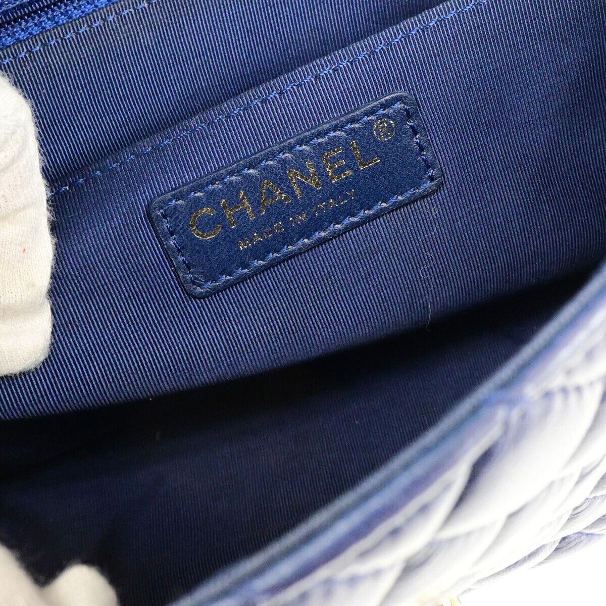 CHANEL CC Logo Valentine Matelasse Chain Shoulder Bag Leather Blue GHW 898RK737