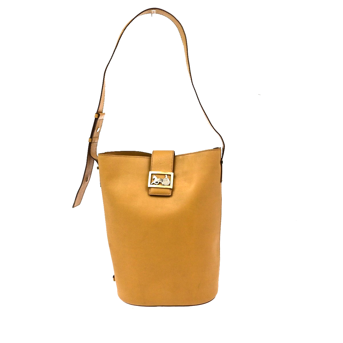 CELINE Logo Horse Carriage Shoulder Bag Leather Brown GHW Italy 68KD122