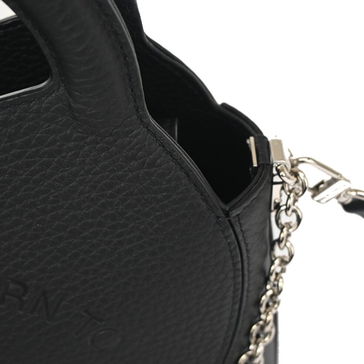 TIFFANY & CO. Return To Tiffany 2Way Hand Mini Tote Bag Leather Black 694RC853