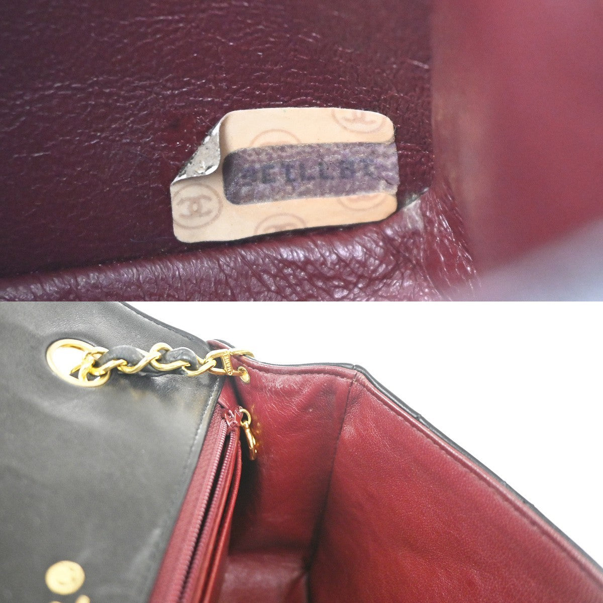 CHANEL CC Diana 25 Matelasse Chain Shoulder Bag Leather Black Vintage 359RL947