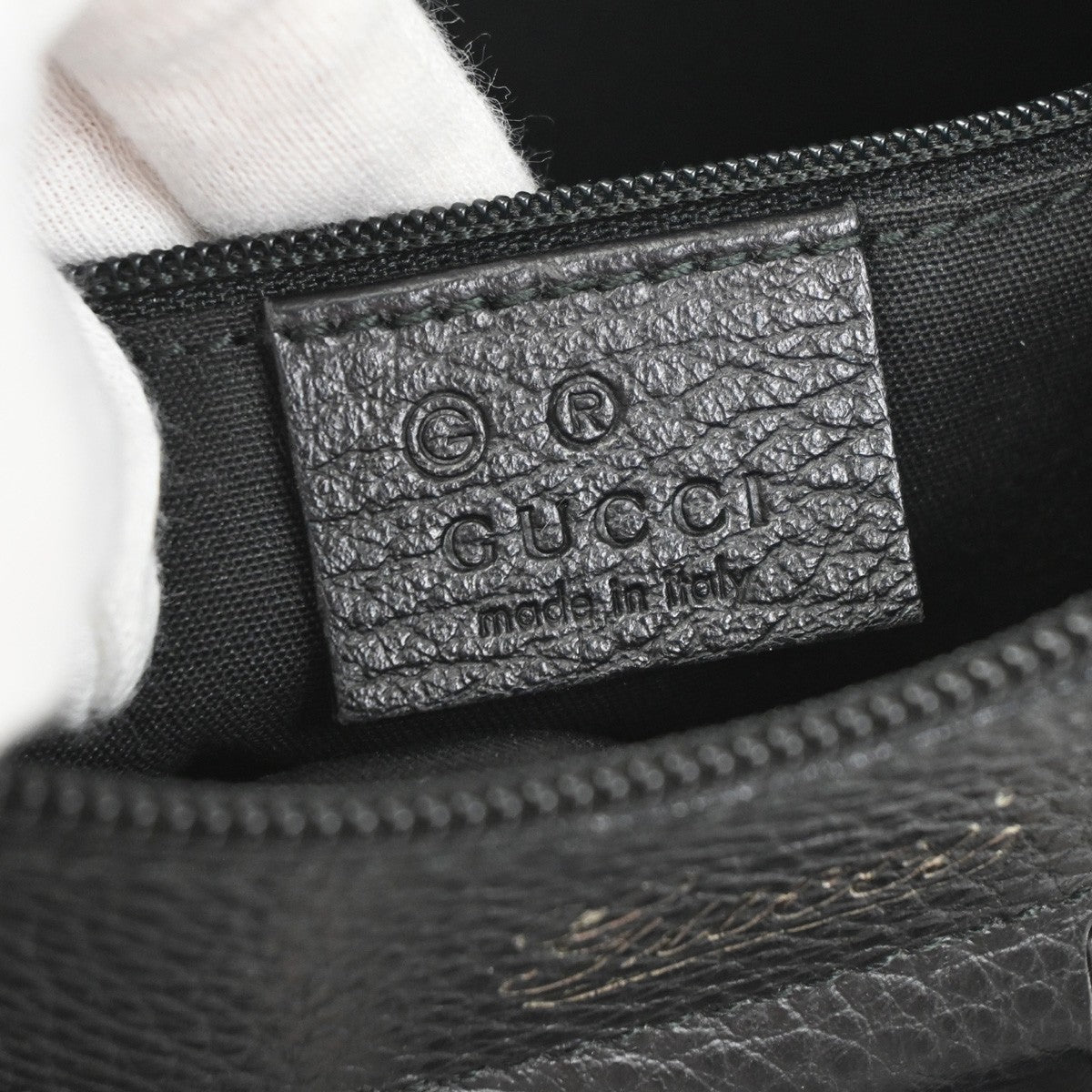 GUCCI Logo Abbey D-Ring GG Pattern Shoulder Bag Canvas Leather Black SHW 12ZA155