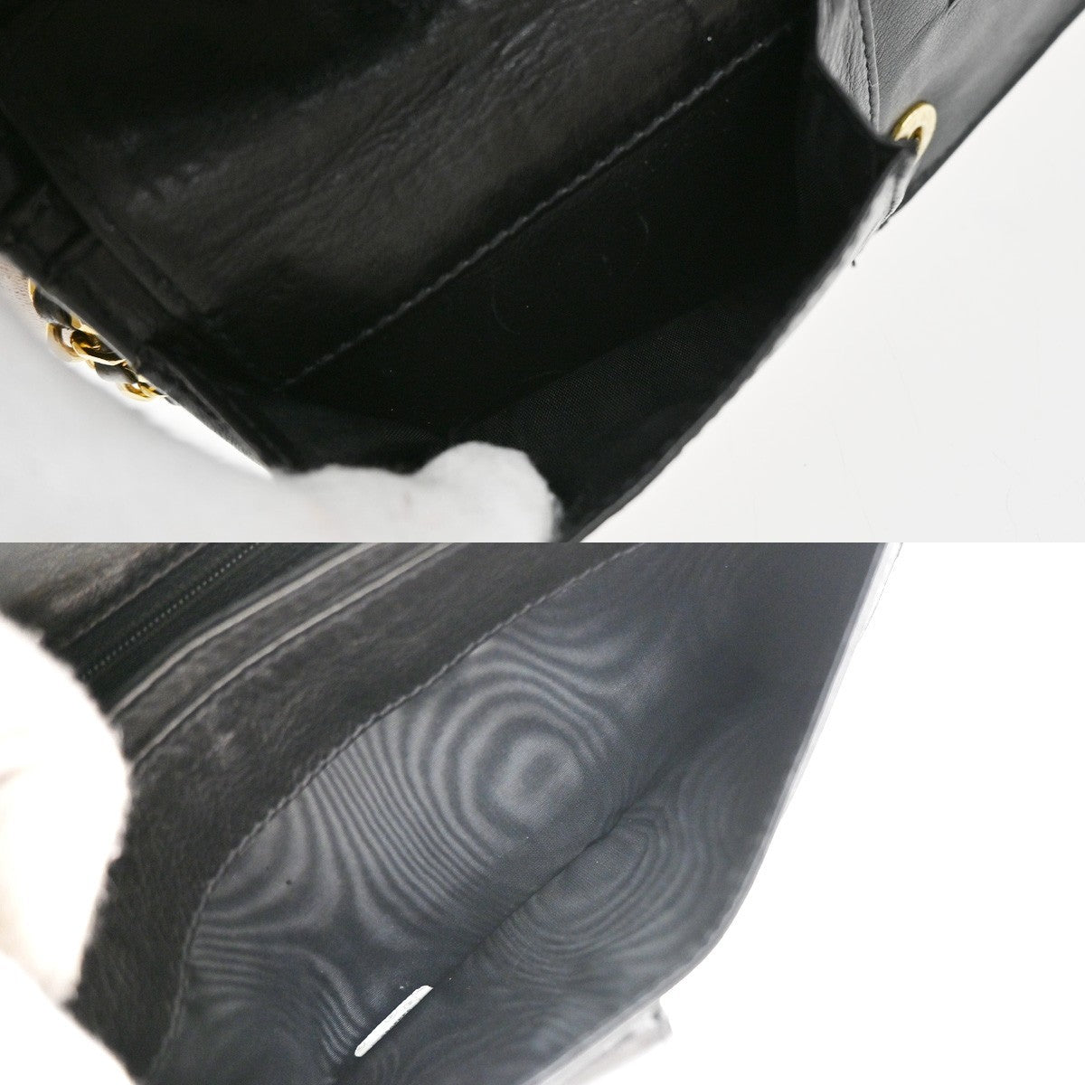 CHANEL CC Logo Mini Chain Wallet Shoulder Bag Patent Leather Black GHW 76RF666