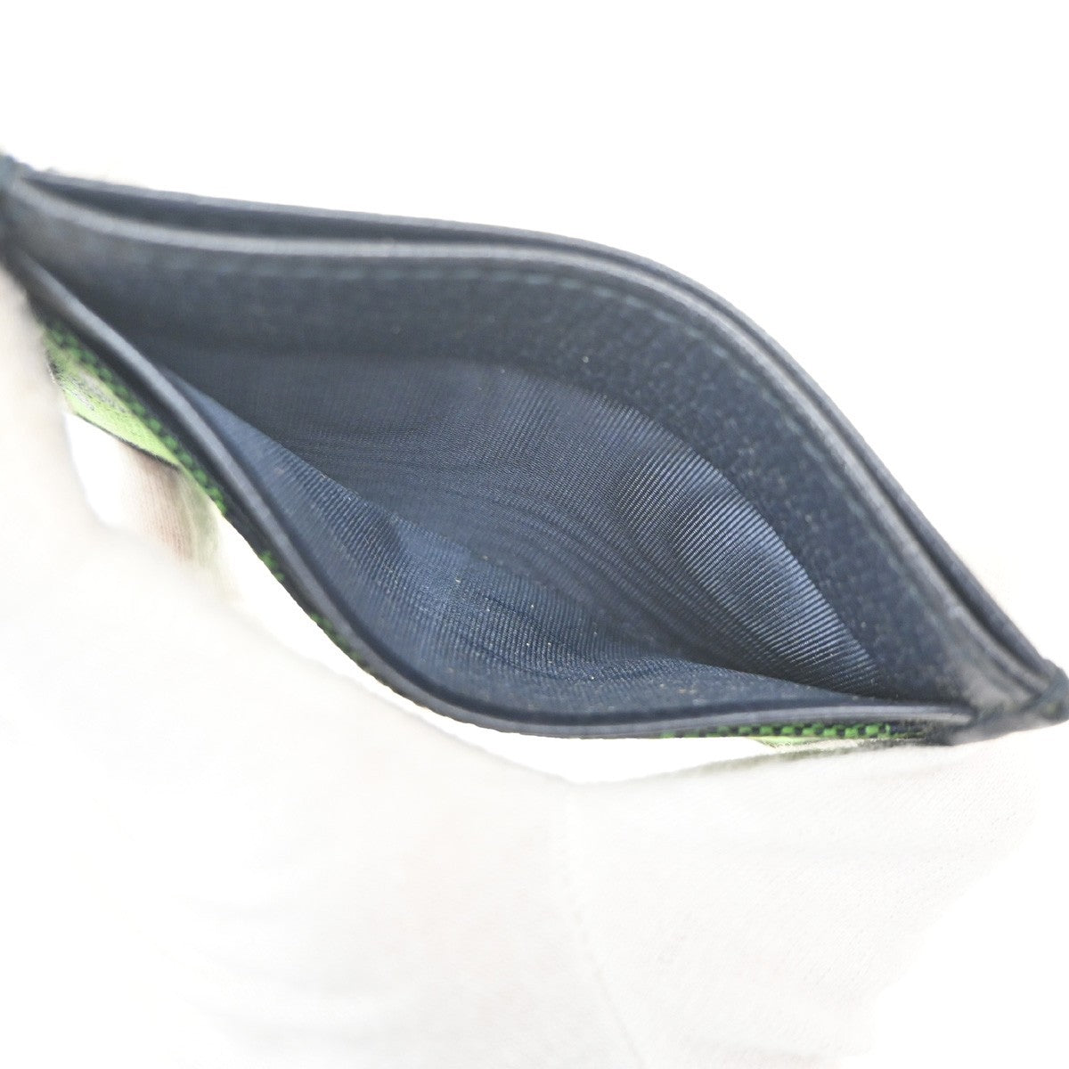 GUCCI Logo GG Pattern Card Case Canvas Leather Green Navy Blue Italy 67MA478