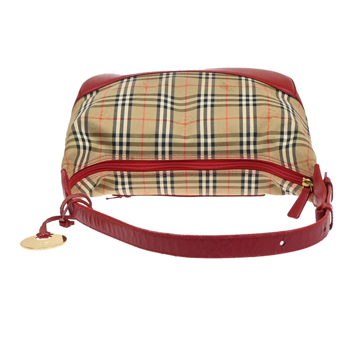 Burberrys Logo Nova Check Shoulder Hand Bag Canvas Leather Beige Red GHW 32RL976