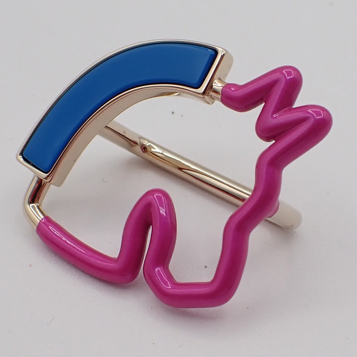 HERMES Logo Horse Cheval Neon Scarf Ring GHW Accessory 30LC611