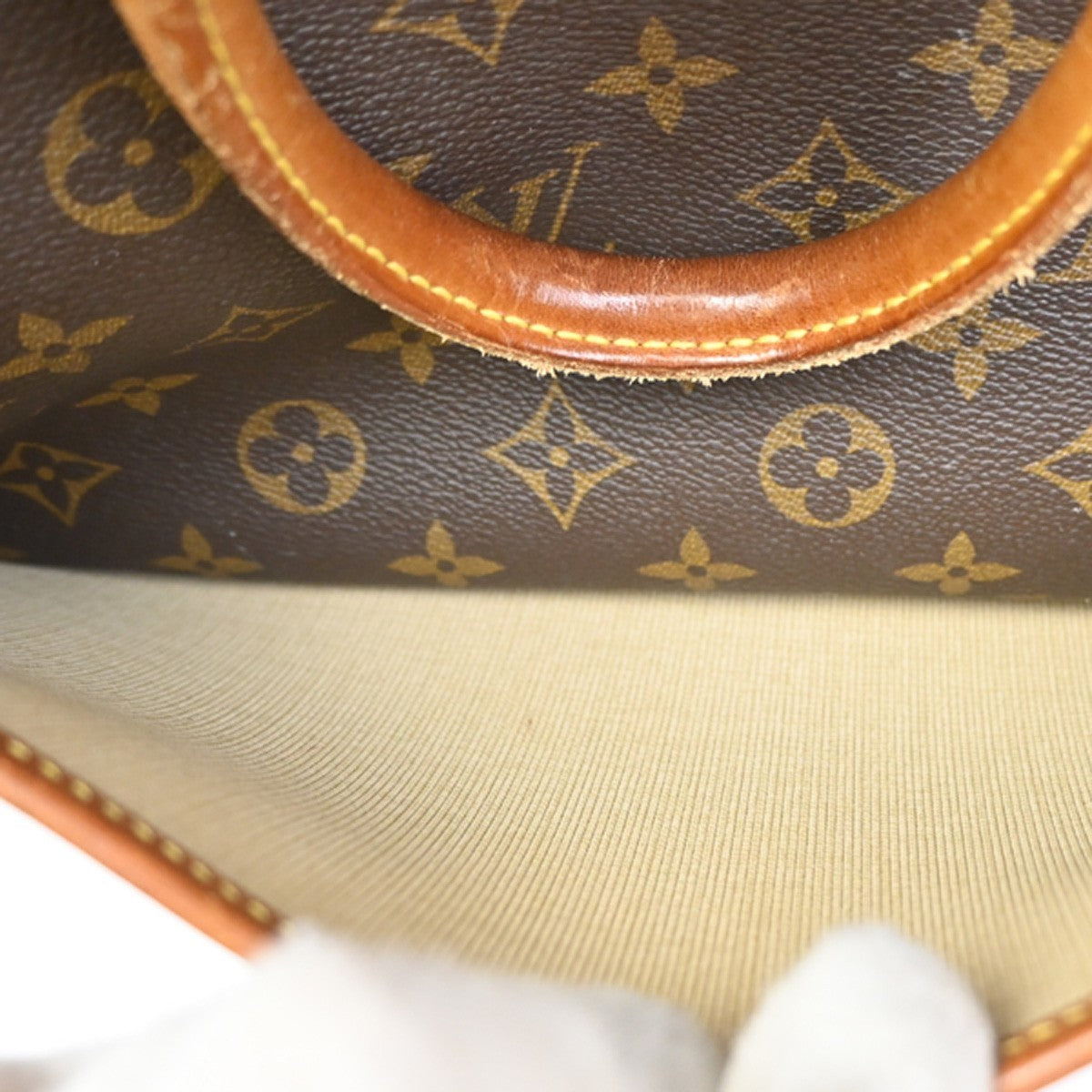 LOUIS VUITTON LV Logo Deauville Hand Bag Monogram Leather Brown M47270 33ZA071