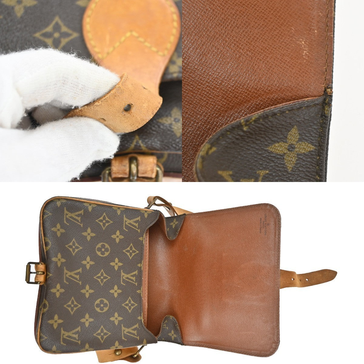 LOUIS VUITTON Cartouchiere MM Shoulder Bag Monogram Leather Brown M51253 88TA476