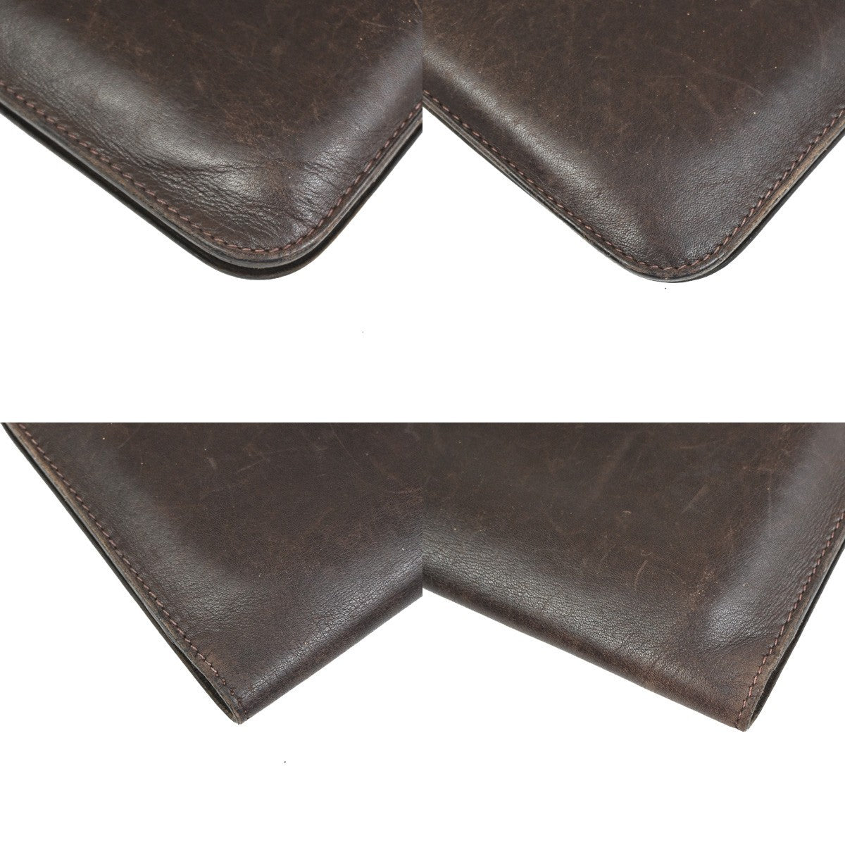 HERMES Logo Dogon GM Long Bifold Wallet Purse Box Calf Leather Brown SHW 39YH879