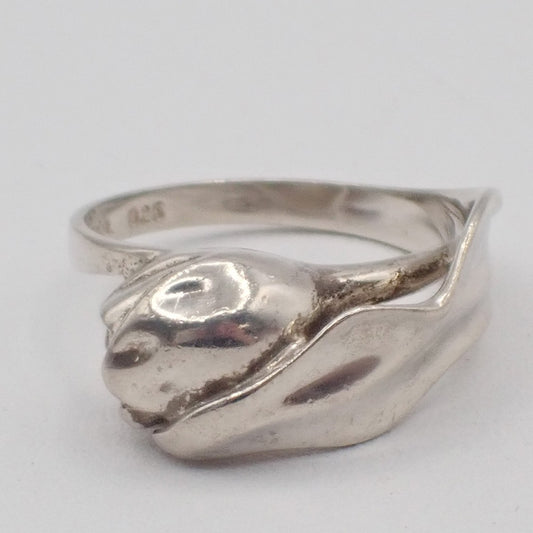 Tiffany & Co. Logo Tulip Ring Sterling Silver 925 US Size 4.0-4.5 01KC079