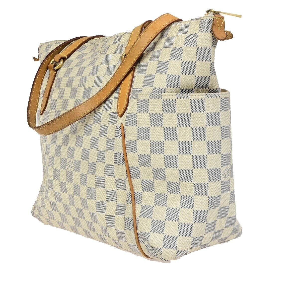 LOUIS VUITTON Totally MM Shoulder Bag Damier Azur Leather White N51262 18ED217